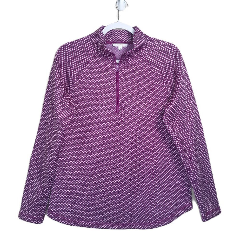T by Talbot Purple Geometric Fleece Back Half-Zip Long Sleeve Knit Pullover M
